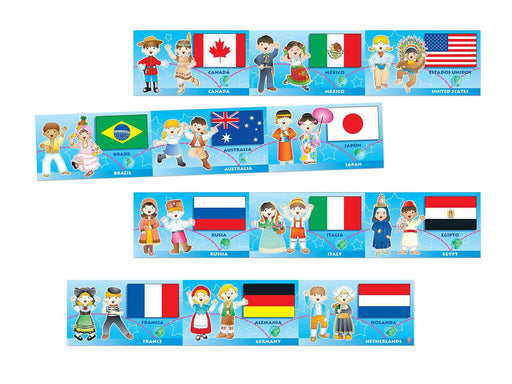 Cenefa Decorativa Banderas y Trajes Típicos - Educatodo
