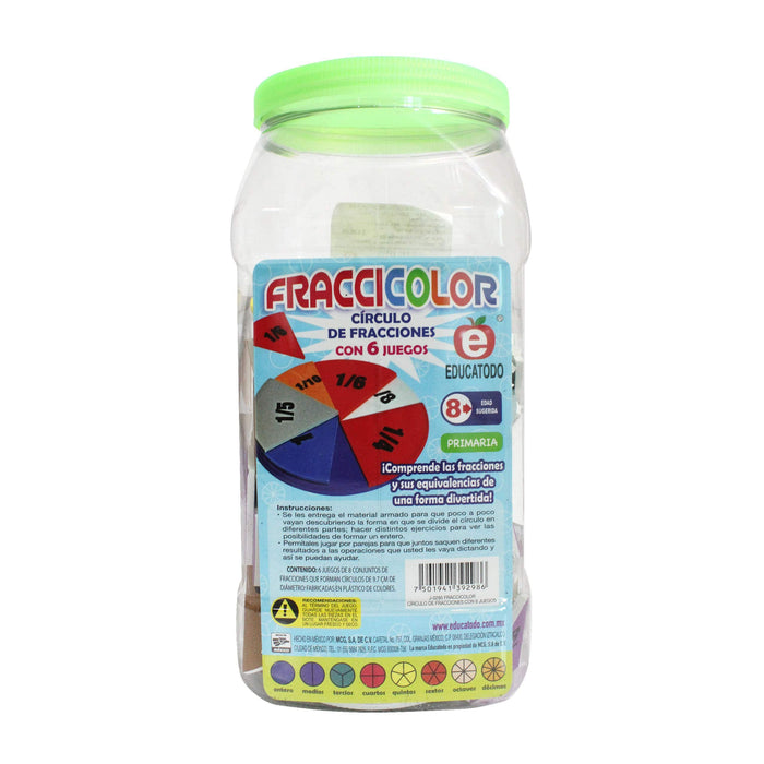 Fraccicolor Círculo de Fracciones con 6 Juegos - Educatodo material didáctico y juegos educativos - Educatodo