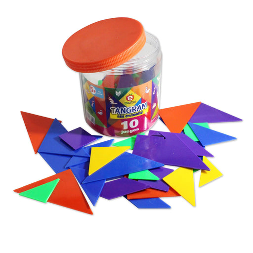 Tangram Paquete de 10 en Bote de Plástico - Educatodo material didáctico y juegos educativos - Educatodo