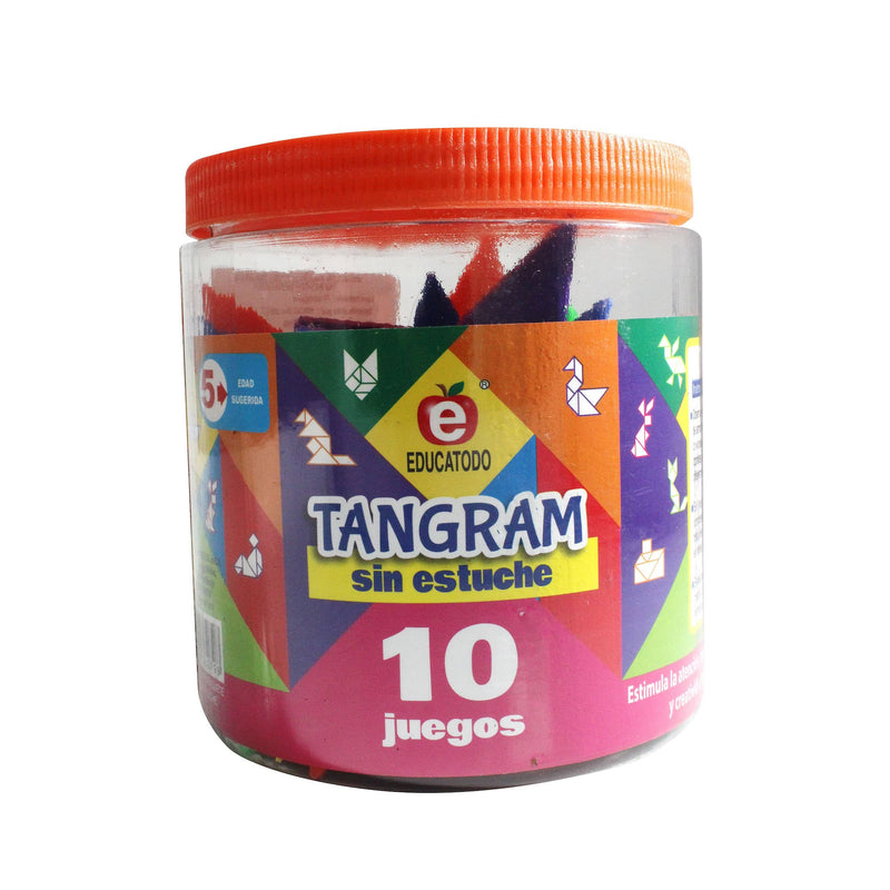 Tangram Paquete de 10 en Bote de Plástico - Educatodo material didáctico y juegos educativos - Educatodo