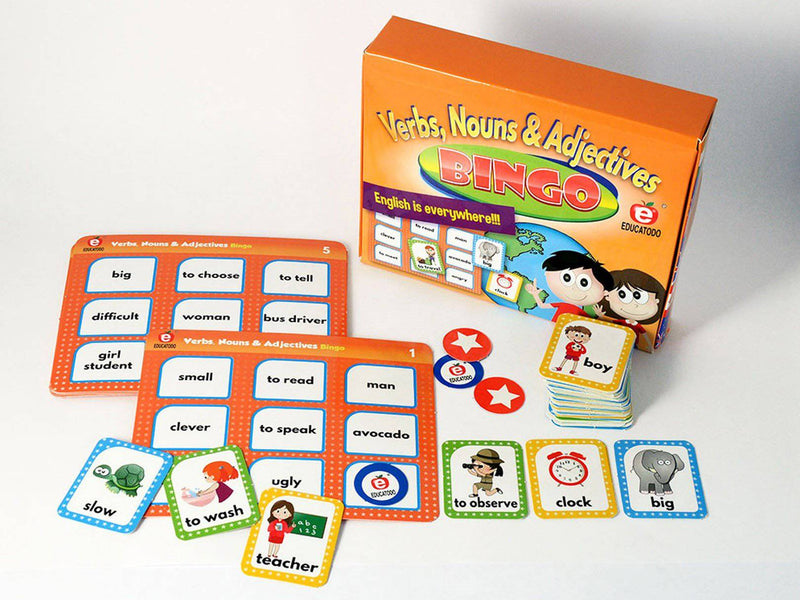 Verbs, Nouns & Adjectives Bingo - Educatodo material didáctico y juegos educativos - Educatodo
