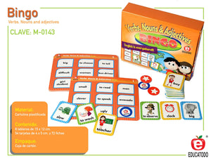 Verbs, Nouns & Adjectives Bingo - Educatodo material didáctico y juegos educativos - Educatodo