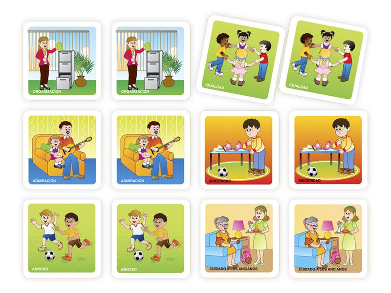Memopares de Valores c/54 Tarjetas Estireno Cal 15 - Educatodo material didáctico y juegos educativos - Educatodo