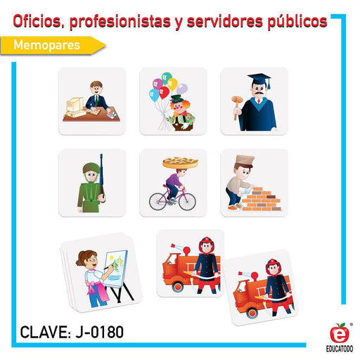 Memopares Oficios, Profesionistas y Servidores Públicos - Educatodo material didáctico y juegos educativos - Educatodo