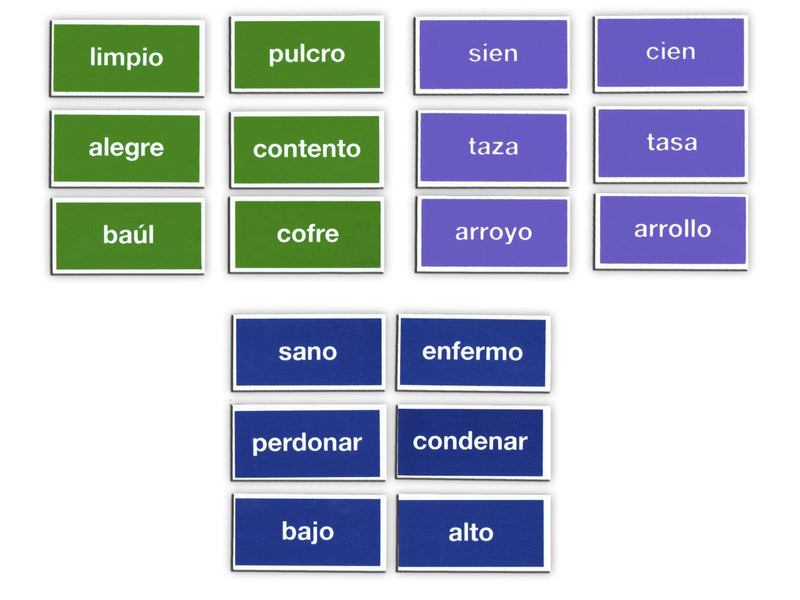 Memopares Sinónimos, Antónimos y Homófonas - Educatodo material didáctico y juegos educativos - Educatodo