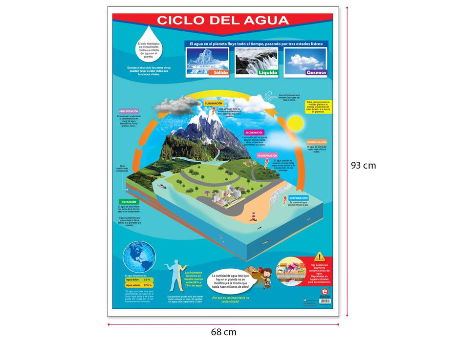 Póster Ciclo del Agua - Educatodo material didáctico y juegos educativos - Educatodo
