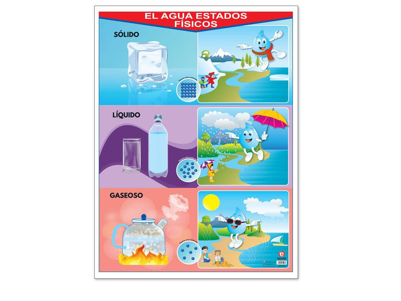 Póster El Agua Estados Físicos - Educatodo material didáctico y juegos educativos - Educatodo
