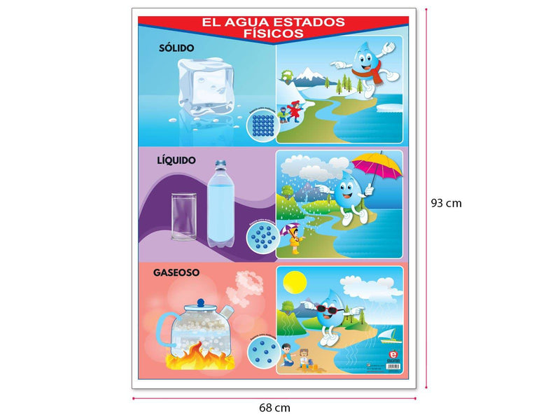 Póster El Agua Estados Físicos - Educatodo material didáctico y juegos educativos - Educatodo
