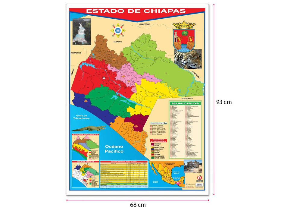 Póster Estado de Chiapas C/Estadísticas - Educatodo material didáctico y juegos educativos - Educatodo