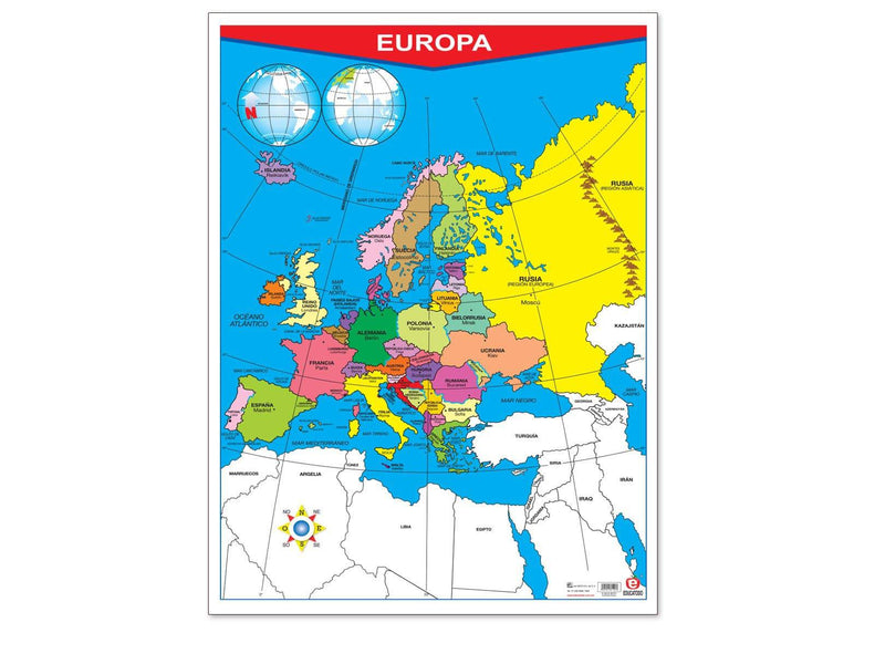 Póster Europa / Europa Física - Educatodo material didáctico y juegos educativos - Educatodo