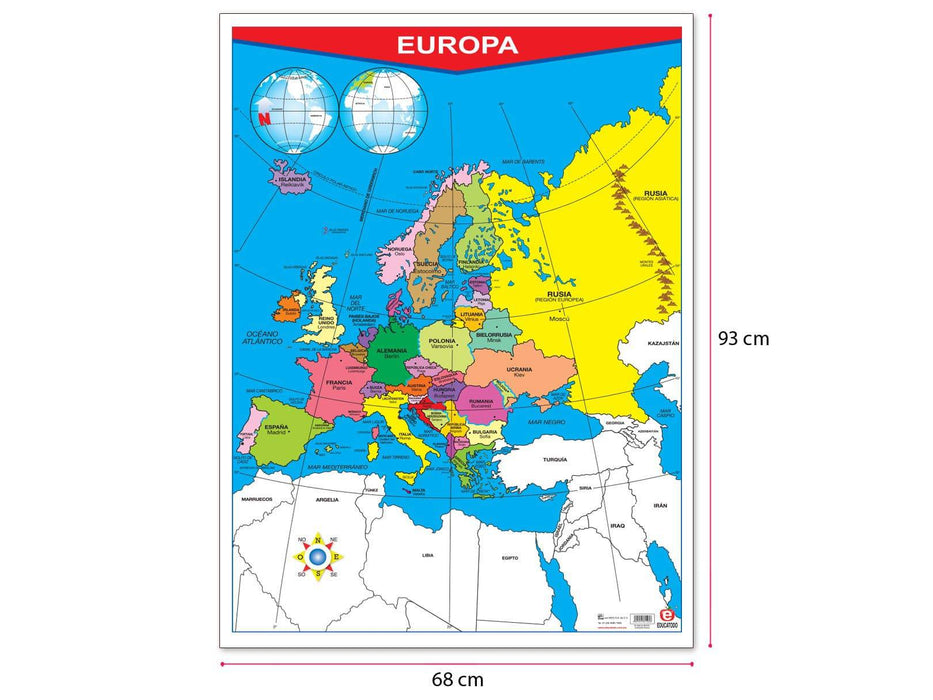 Póster Europa / Europa Física - Educatodo material didáctico y juegos educativos - Educatodo