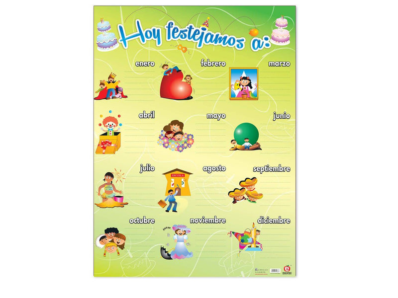 Póster Hoy Festejamos a: - Educatodo material didáctico y juegos educativos - Educatodo