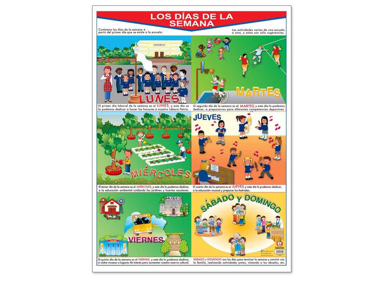 Póster Los días de la Semana - Educatodo material didáctico y juegos educativos - Educatodo
