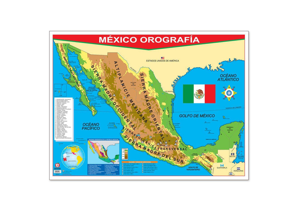 Póster México con Orografía - Educatodo material didáctico y juegos educativos - Educatodo