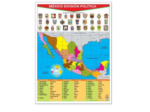 Póster México D.P. Con Escudos Estatales - Educatodo material didáctico y juegos educativos - Educatodo