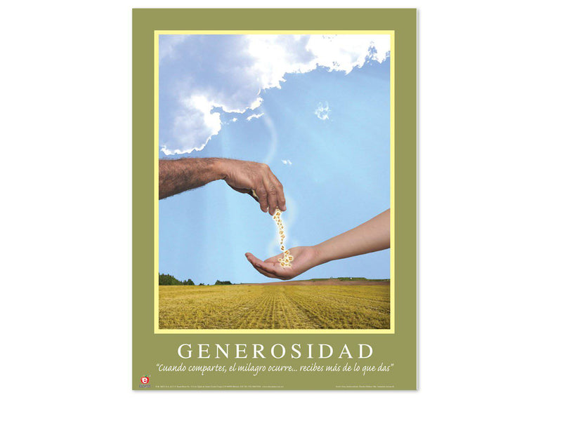 Póster Motivacional Generosidad - Educatodo material didáctico y juegos educativos - Educatodo