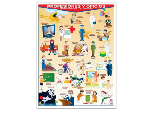 Póster Profesiones y Oficios roja - Educatodo material didáctico y juegos educativos - Educatodo