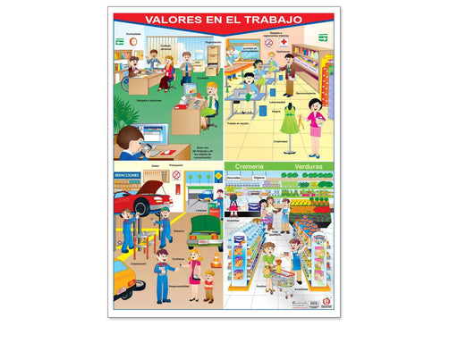 Póster Valores en El Trabajo - Educatodo material didáctico y juegos educativos - Educatodo
