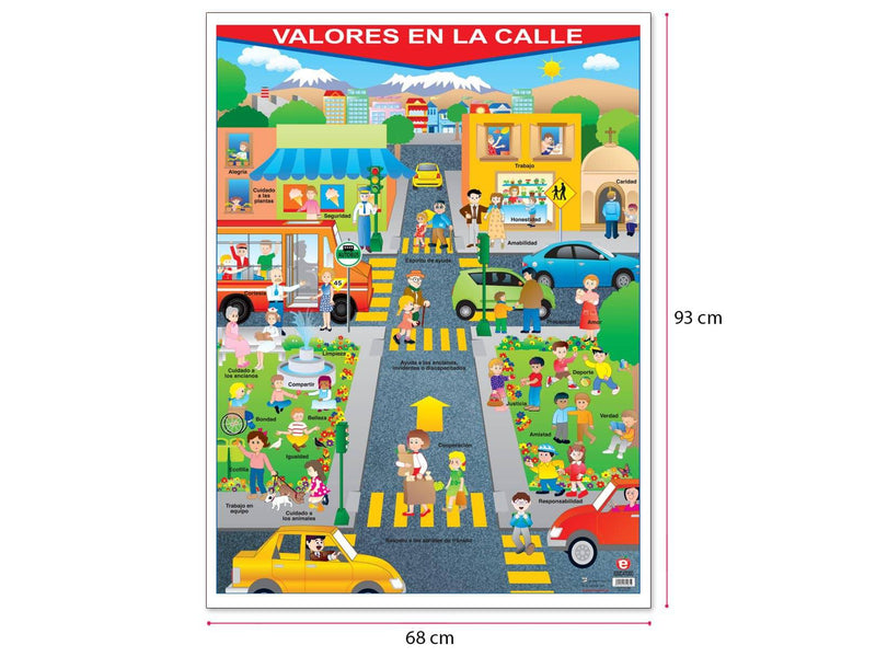 Póster Valores En La Calle - Educatodo material didáctico y juegos educativos - Educatodo