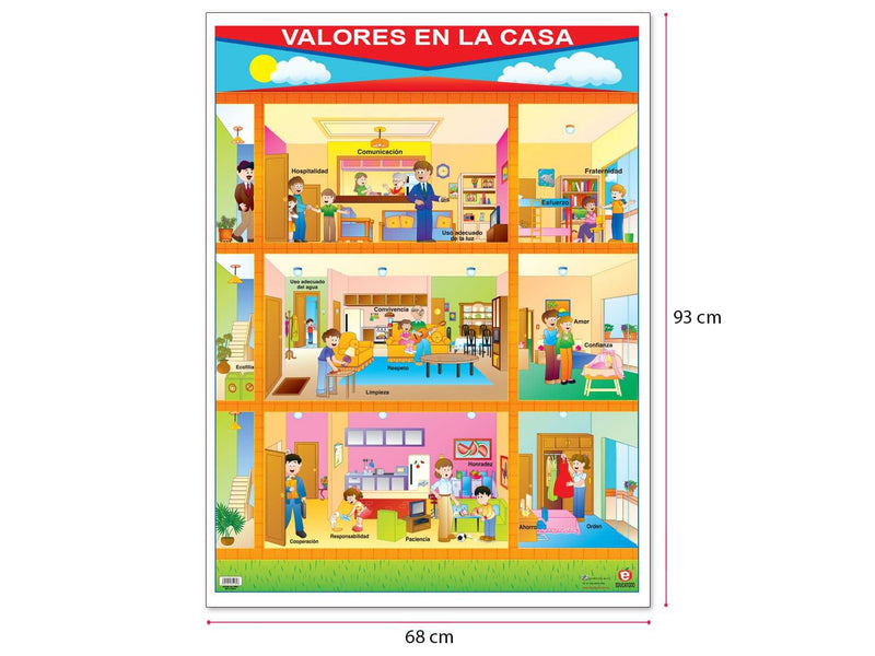 Póster Valores en La Casa - Educatodo material didáctico y juegos educativos - Educatodo