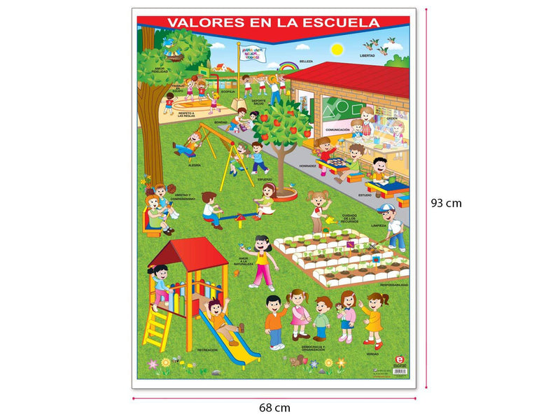 Póster Valores en La Escuela - Educatodo material didáctico y juegos educativos - Educatodo