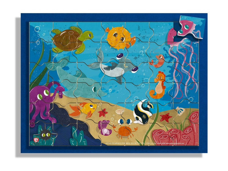 Rompecabezas con marco 42 Piezas Animales del Mar - Educatodo material didáctico y juegos educativos - Educatodo