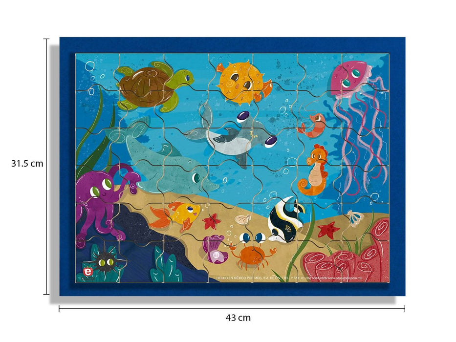 Rompecabezas con marco 42 Piezas Animales del Mar - Educatodo material didáctico y juegos educativos - Educatodo