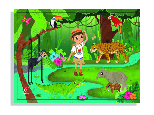 Rompecabezas con marco 42 Piezas  Explorador de La Selva - Educatodo material didáctico y juegos educativos - Educatodo