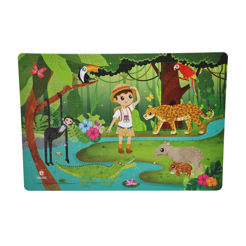 Rompecabezas con marco 42 Piezas  Explorador de La Selva - Educatodo material didáctico y juegos educativos - Educatodo