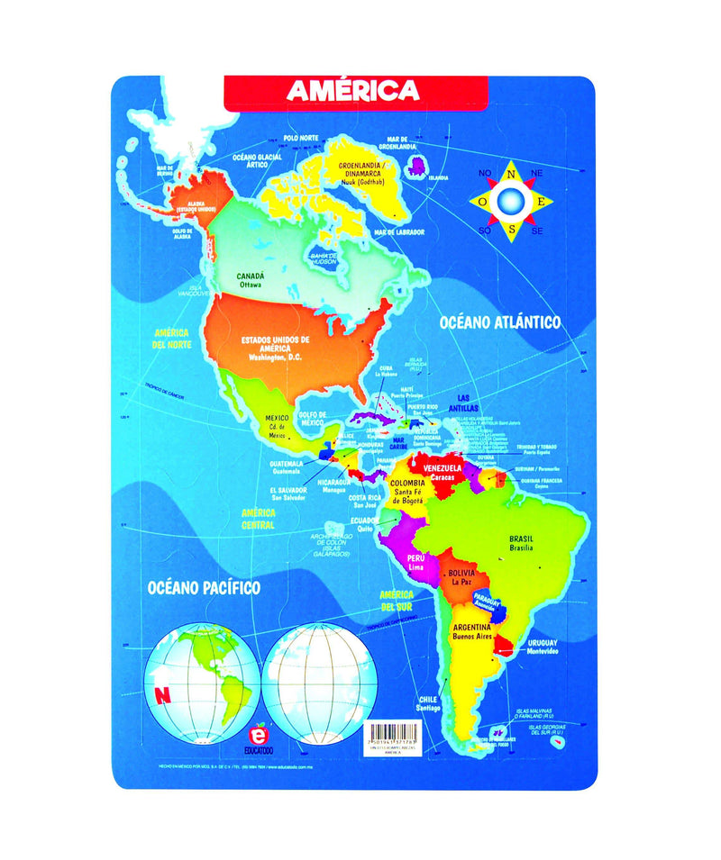 Rompecabezas de América - Educatodo material didáctico y juegos educativos - Educatodo
