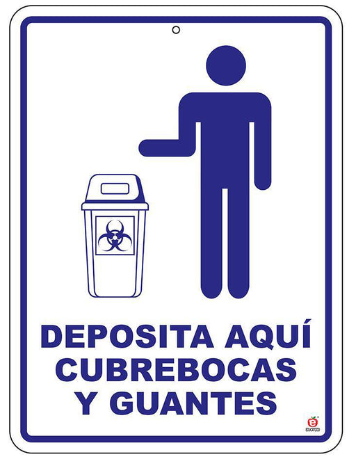 Señal Deposita Aquí Cubrebocas y Guantes - Educatodo material didáctico y juegos educativos - Educatodo