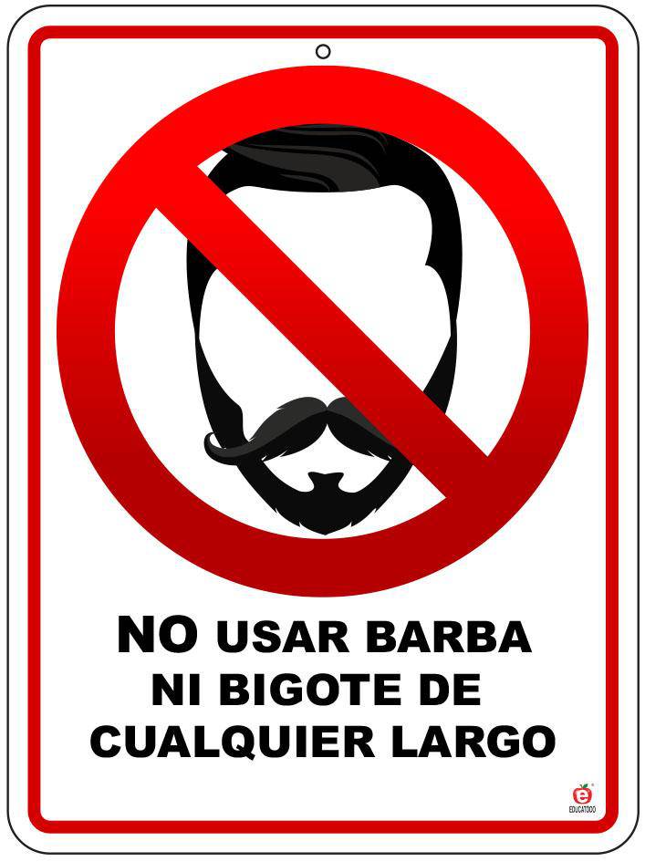Señal No Usar Barba Ni Bigote De Cualquier Tipo - Educatodo material didáctico y juegos educativos - Educatodo