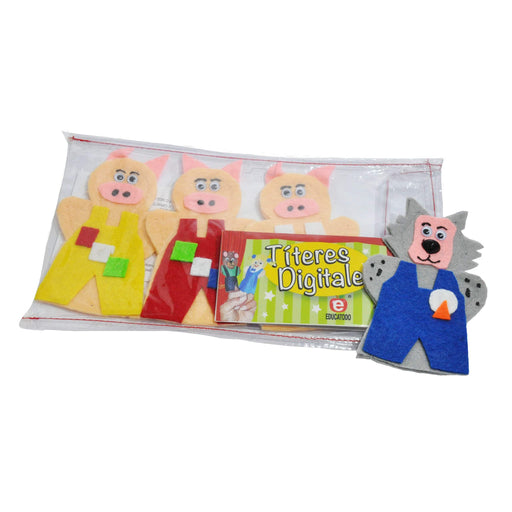 Juego de 4 Títeres Digitales Los Tres Cochinitos - Educatodo material didáctico y juegos educativos - Educatodo